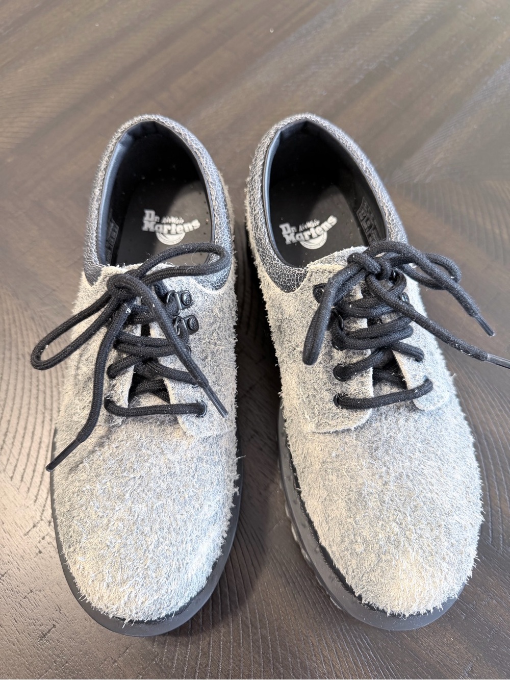 DR. MARTENS 8053 Stonewashed Hairy Oxfords M6/W7 NWOB Doc Marten Distressed